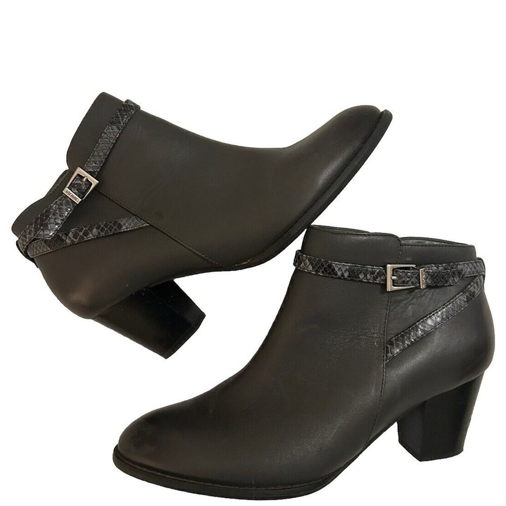 Vionic Upton Women’s 8.5m EU 40 Gray Leather Ankle Boots Booties Comfort Shoes